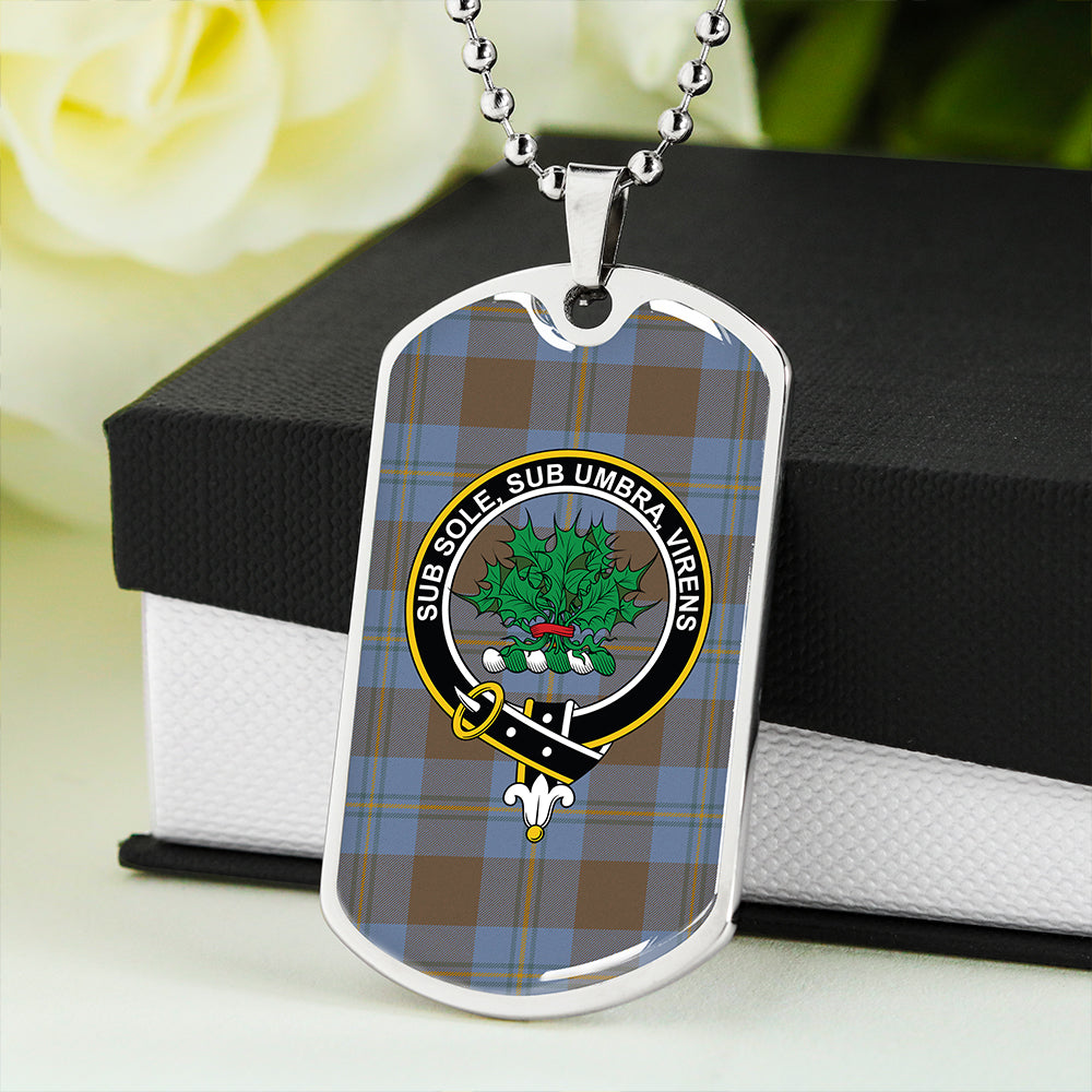 Irvine of Bonshaw Weathered Clan Badge Classic Tartan Dog Tag Necklace