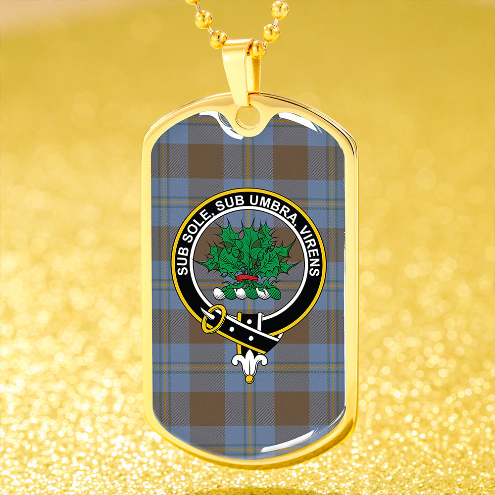 Irvine of Bonshaw Weathered Clan Badge Classic Tartan Dog Tag Necklace