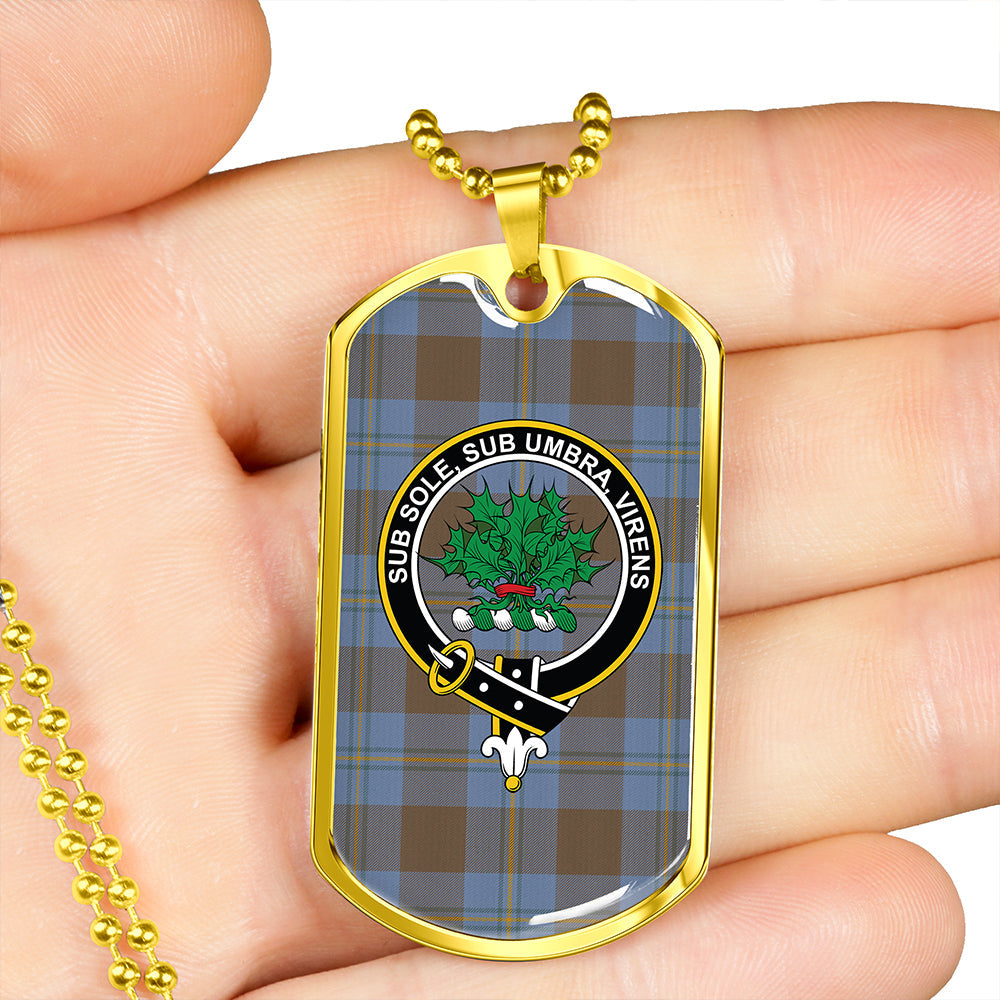 Irvine of Bonshaw Weathered Clan Badge Classic Tartan Dog Tag Necklace