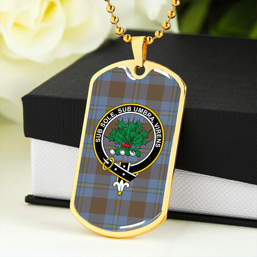 Irvine of Bonshaw Weathered Clan Badge Classic Tartan Dog Tag Necklace