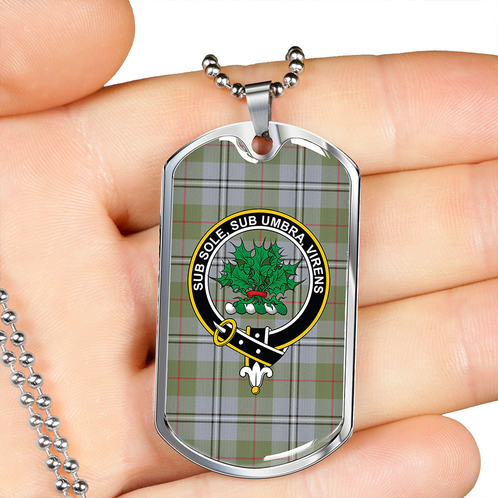 Irvine of Glentulchan Weathered Clan Badge Classic Tartan Dog Tag Necklace