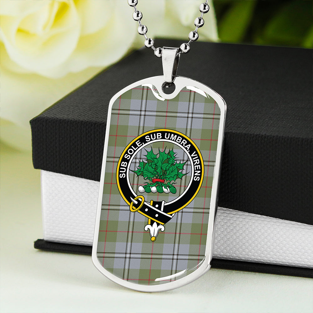 Irvine of Glentulchan Weathered Clan Badge Classic Tartan Dog Tag Necklace