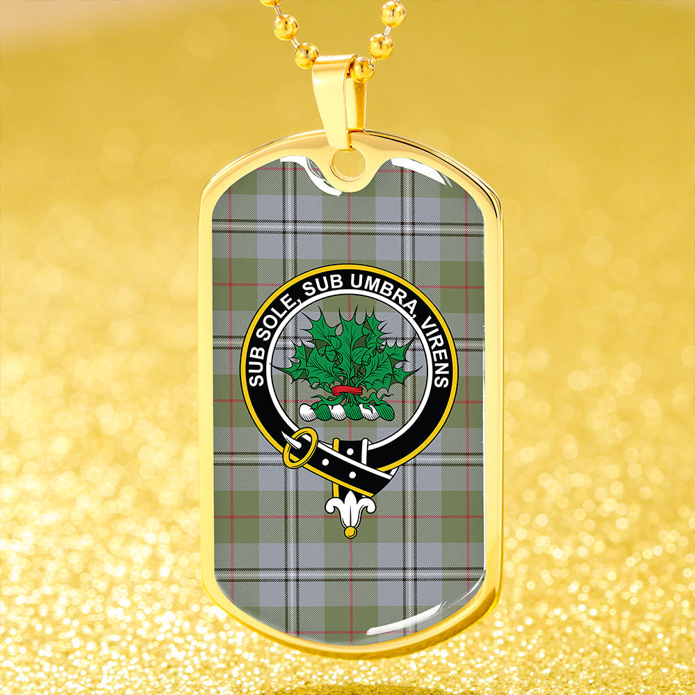 Irvine of Glentulchan Weathered Clan Badge Classic Tartan Dog Tag Necklace