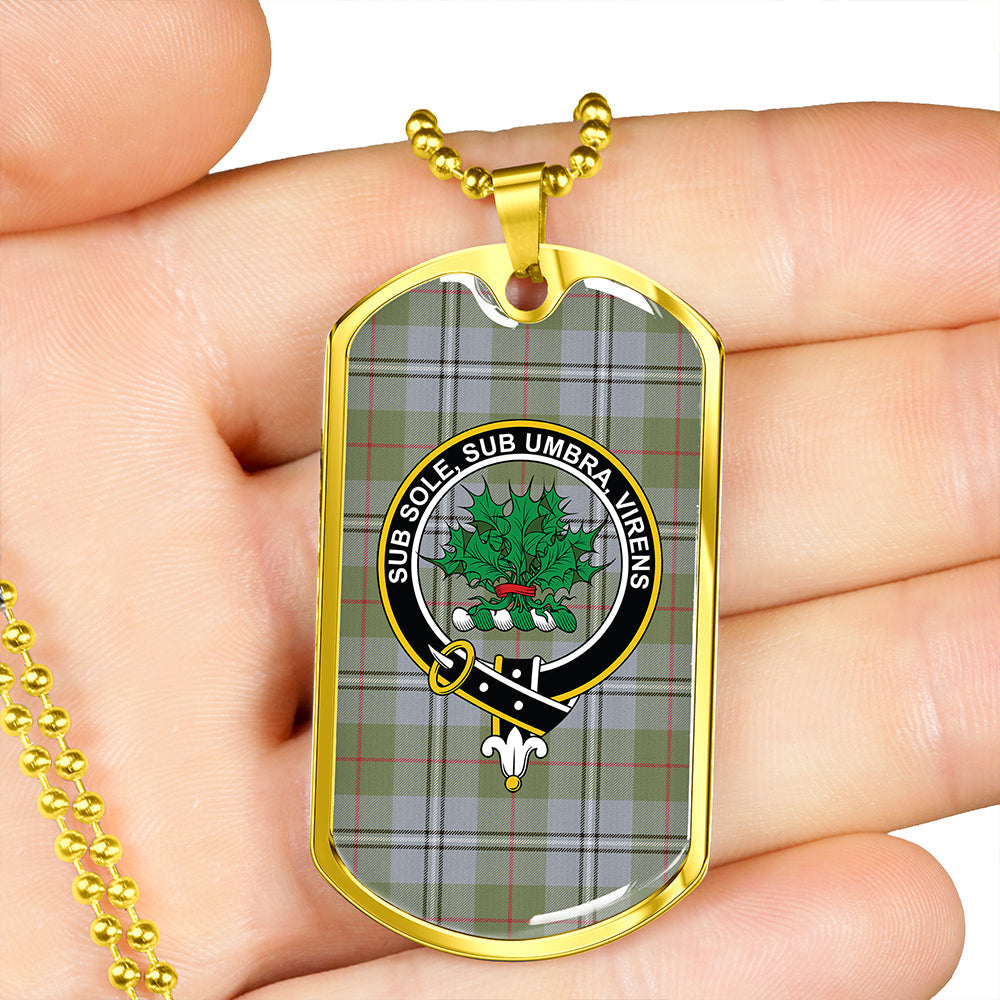 Irvine of Glentulchan Weathered Clan Badge Classic Tartan Dog Tag Necklace