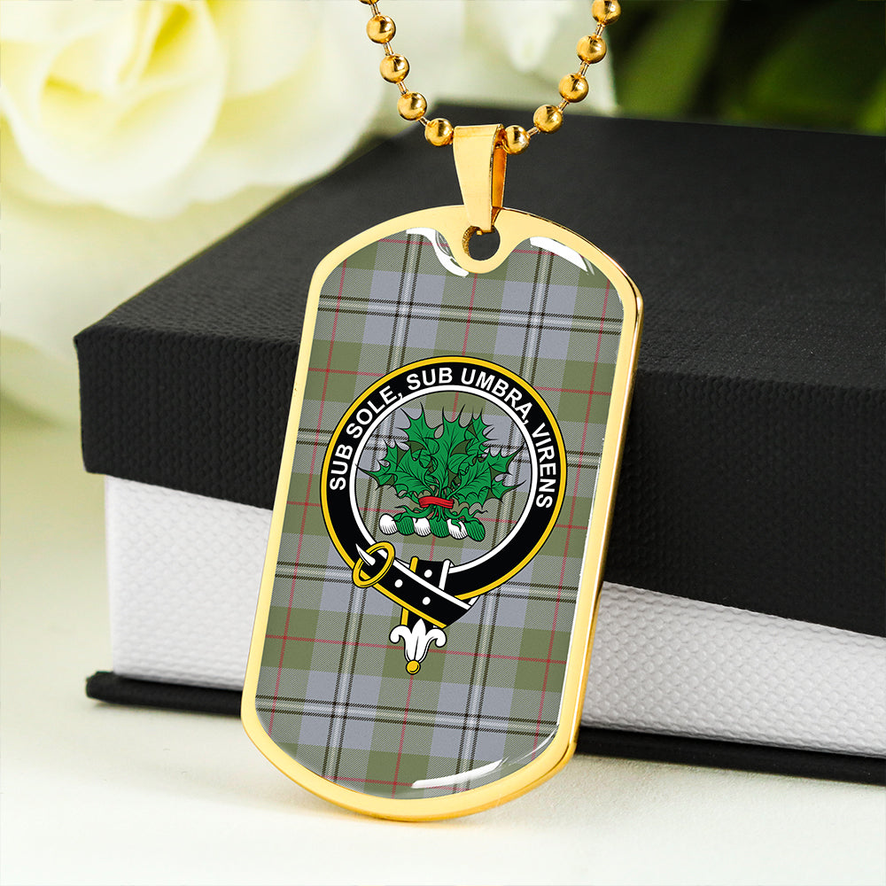 Irvine of Glentulchan Weathered Clan Badge Classic Tartan Dog Tag Necklace