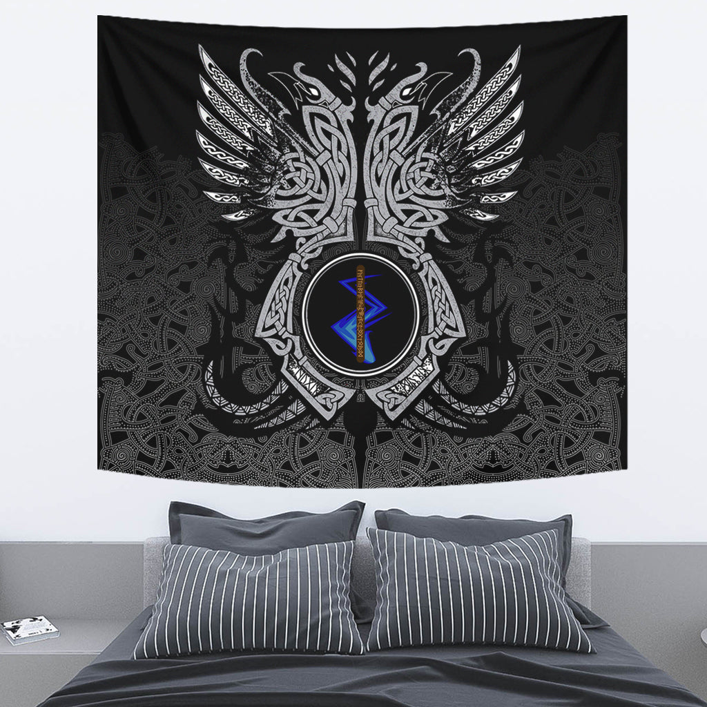 Viking Tapestry Isa Rune Raven Tattoo