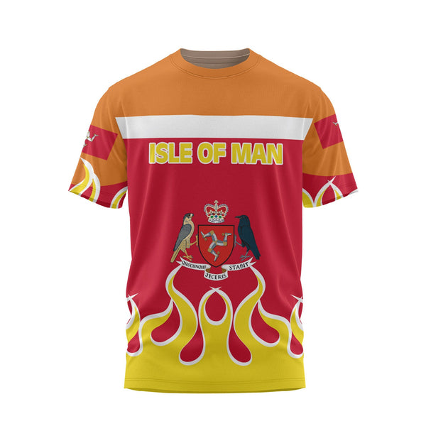 Isle of Man T Shirt Flag & Coat Of Arms Fire Hockey Style