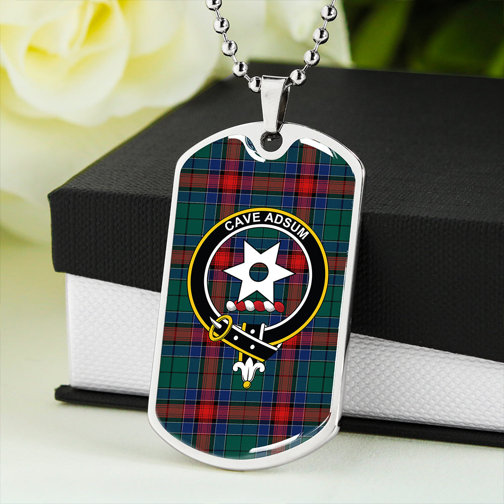 Jardine Dress Modern Clan Badge Classic Tartan Dog Tag Necklace