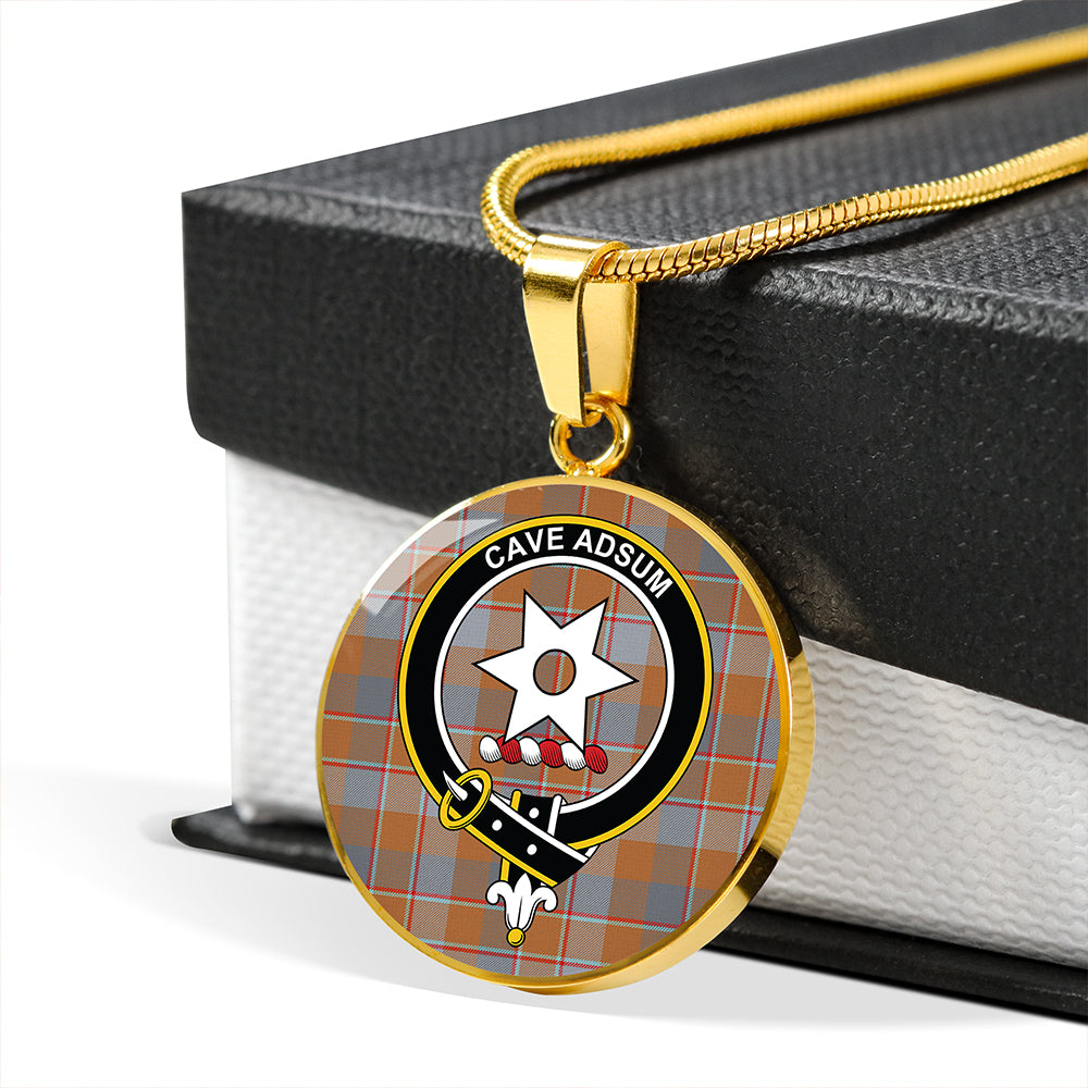 Scottish Tartan Huntly Old (Gordon Red (Telfer Dunbar)) Weathered Clan Circle Necklace Classic Style main image 1
