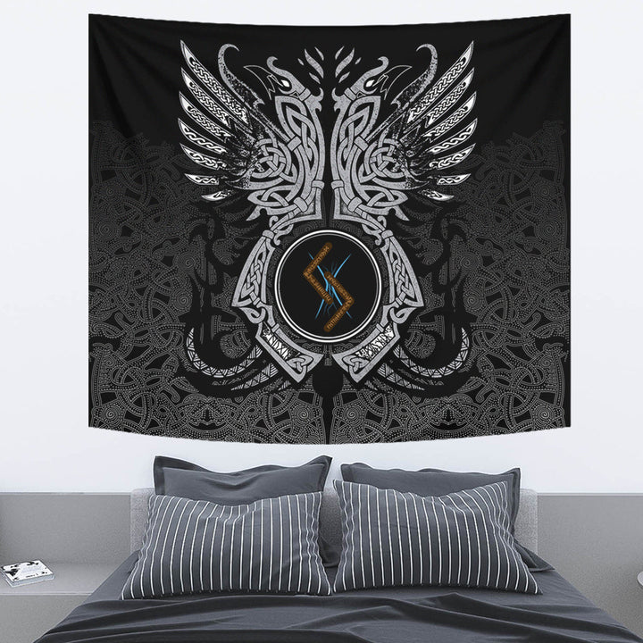 Viking Tapestry Jera Rune Raven Tattoo