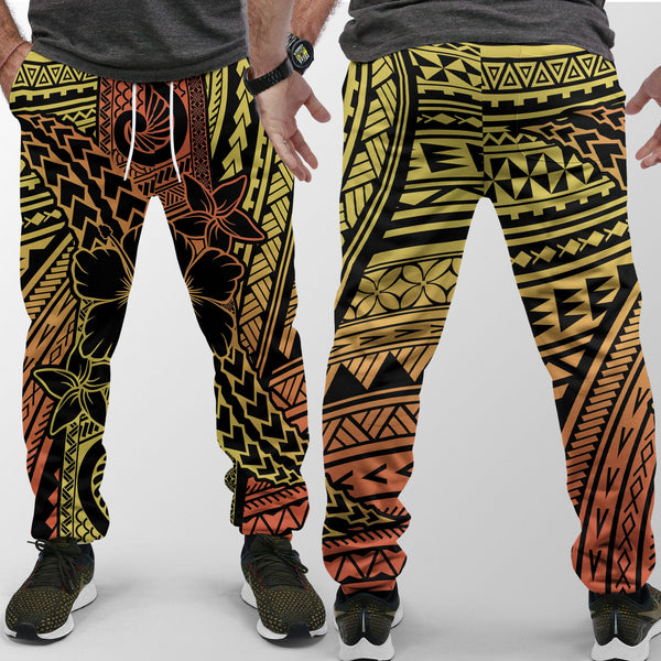 Hawaiian Reggae Jogger Pant Polynesian Hibiscus Style