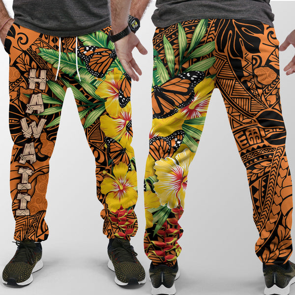 Hawaii Jogger Pant Kamehameha Butterfly Tropical Style