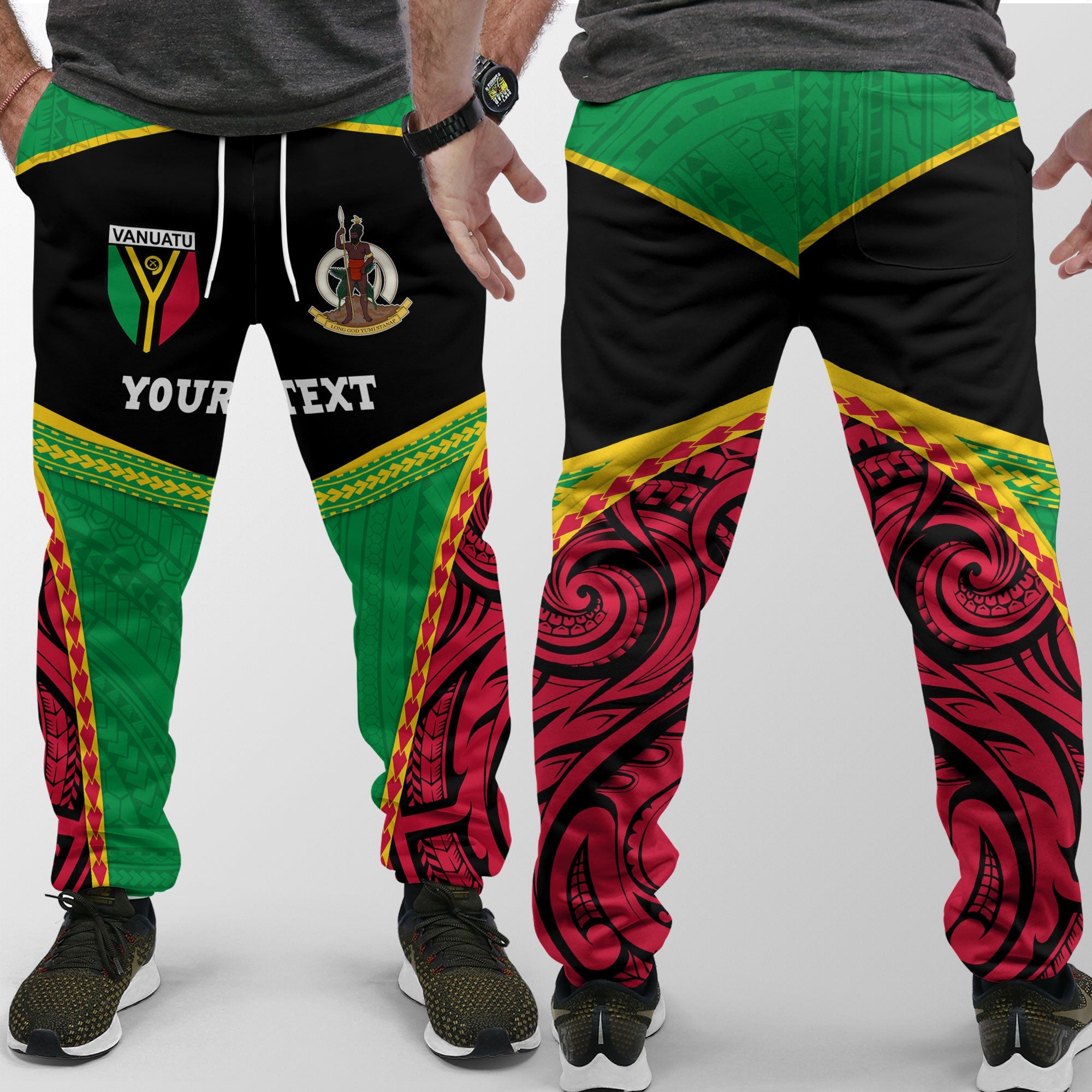 Vanuatu Flag & Coat Of Arms Jogger Pant Black Style