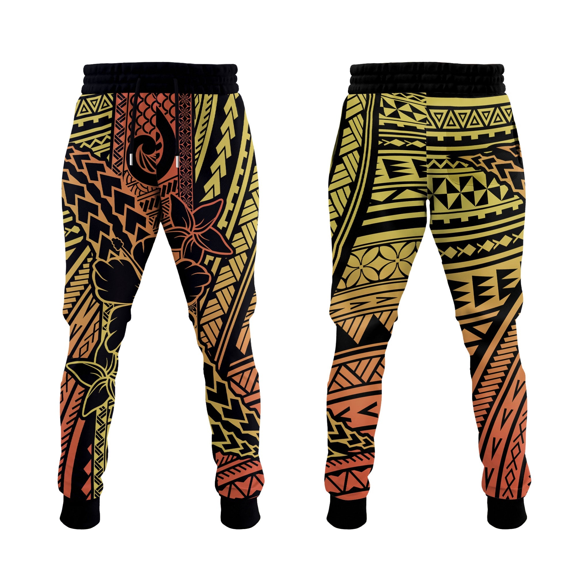 Hawaiian Reggae Jogger Pant Polynesian Hibiscus Style