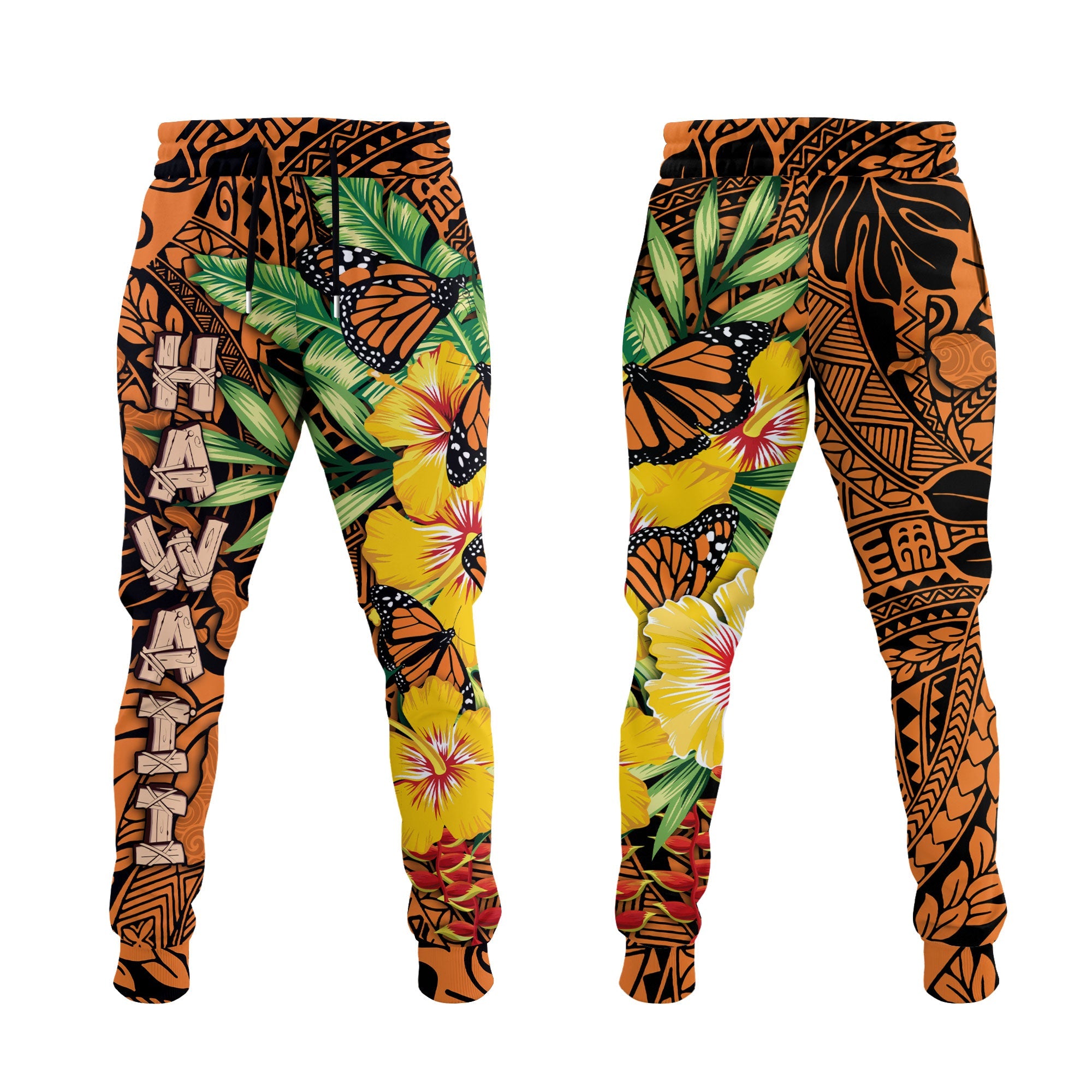 Hawaii Jogger Pant Kamehameha Butterfly Tropical Style