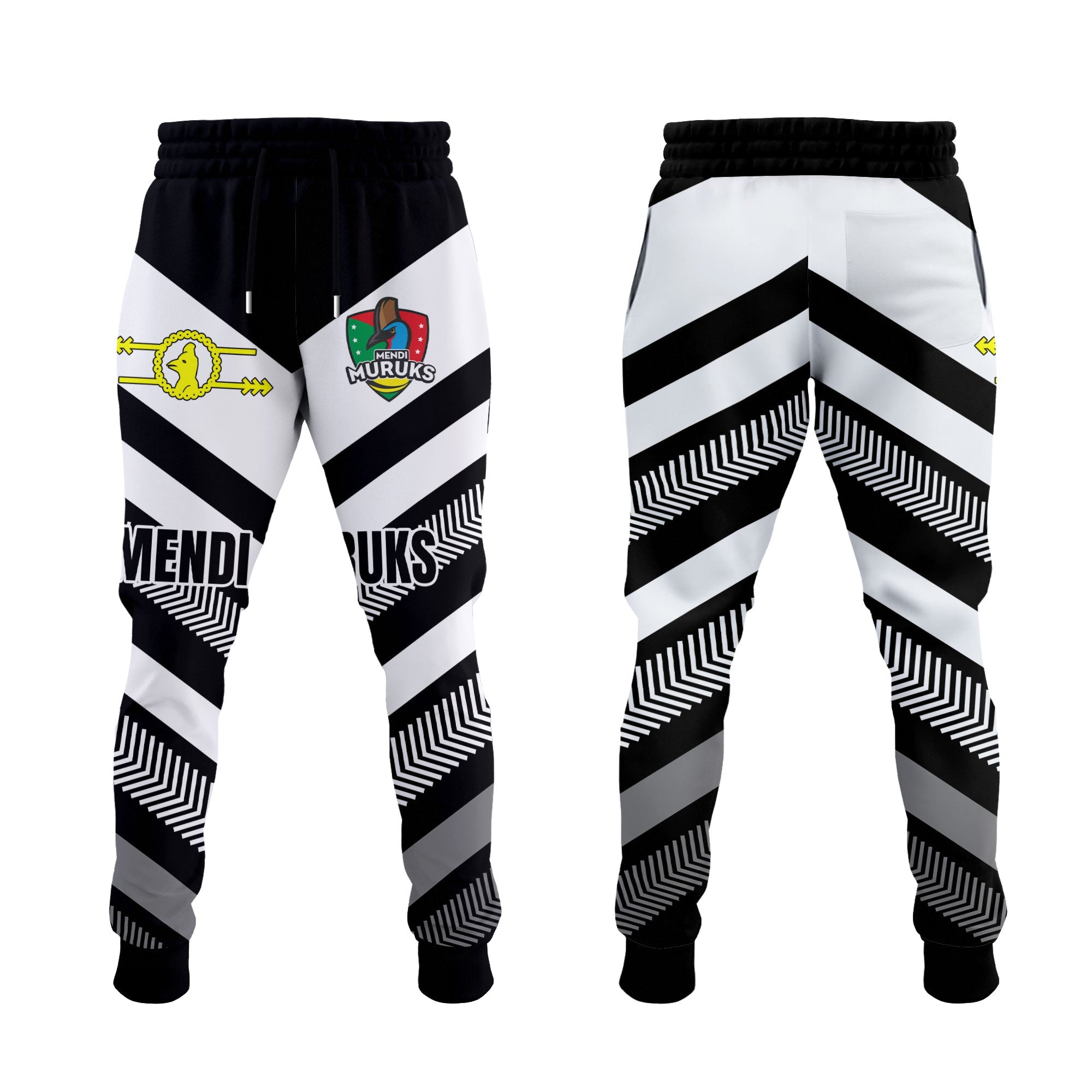 Mendi Muruks Jogger Pant Papua New Guinea Rugby Black & White Style