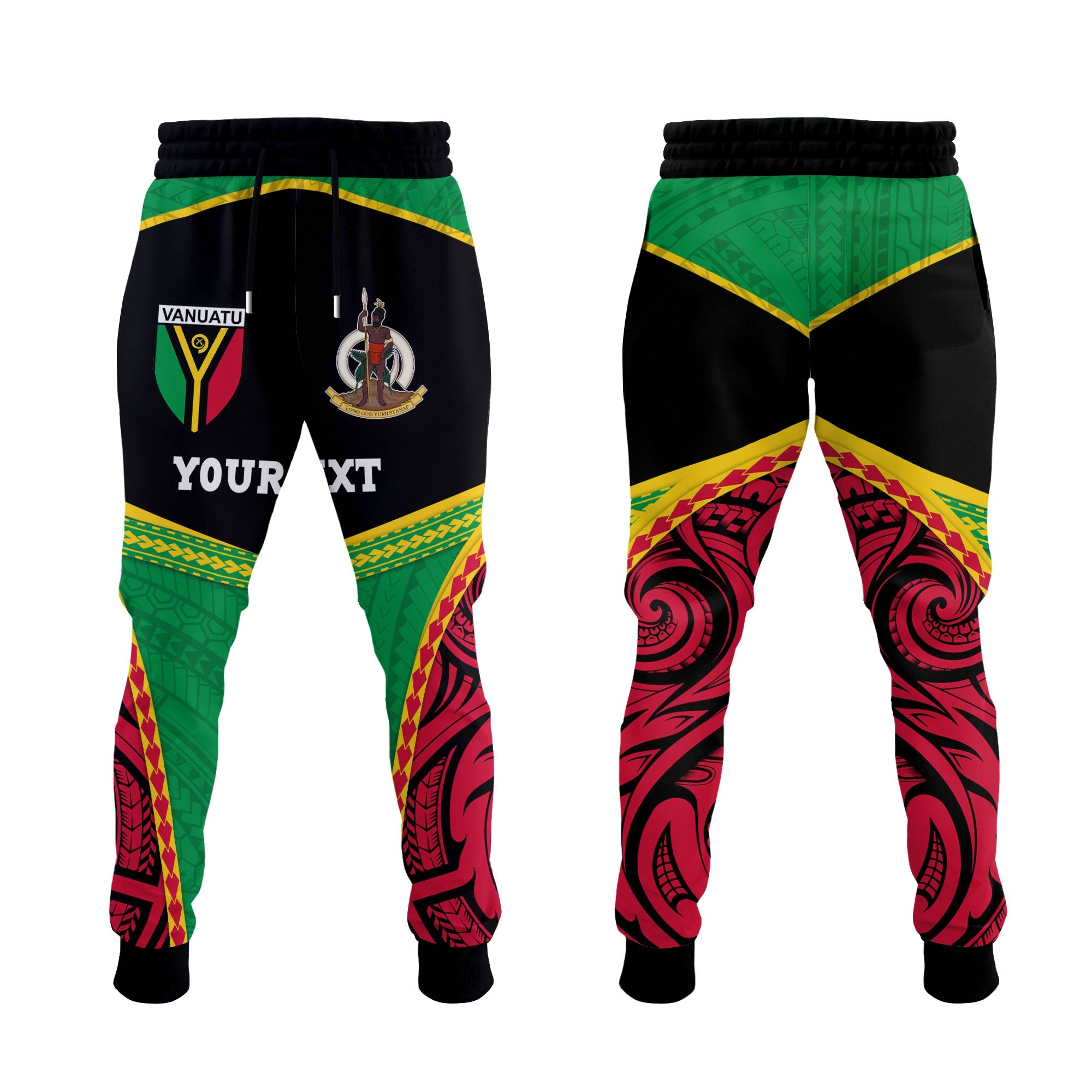 Vanuatu Flag & Coat Of Arms Jogger Pant Black Style