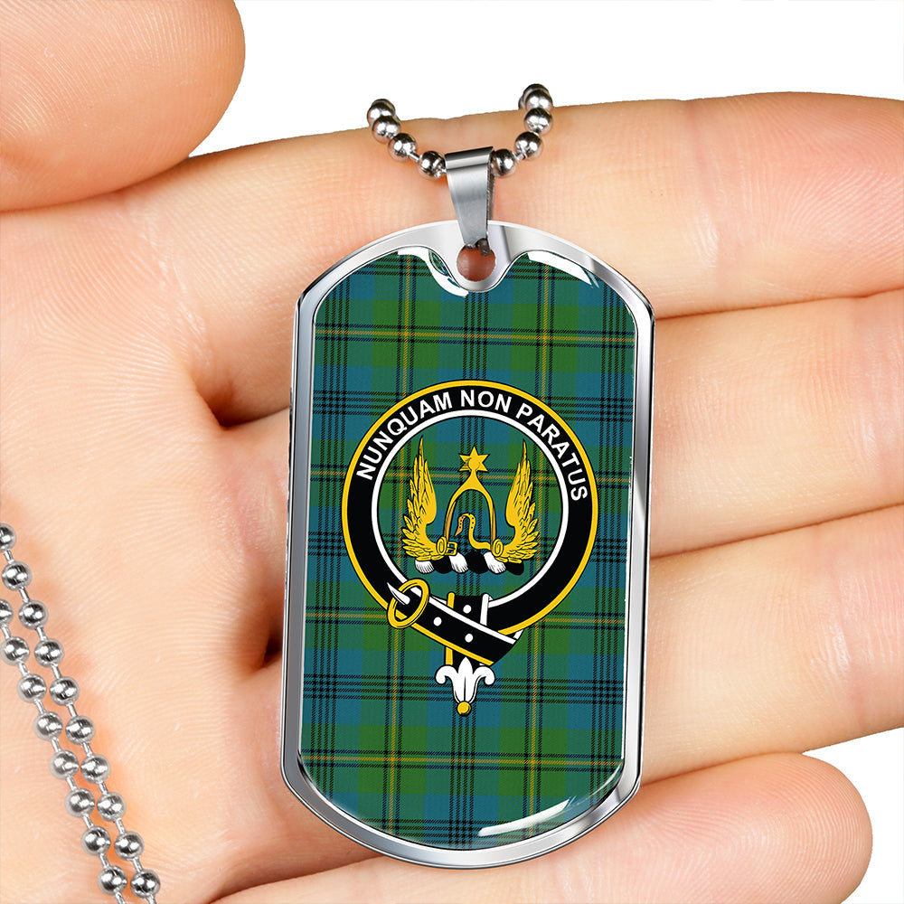 Johnstone Clans Originaux (Johnson Clans Originaux) Ancient Clan Badge Classic Tartan Dog Tag Necklace