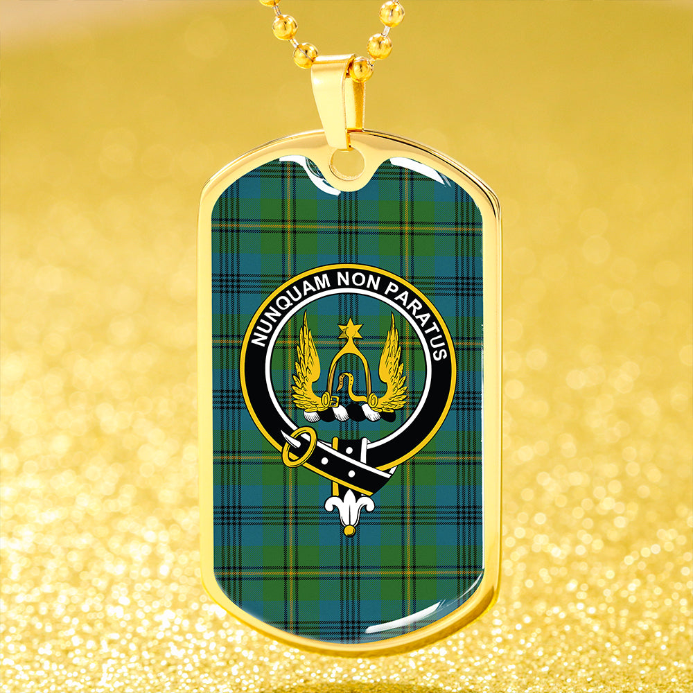 Johnstone Clans Originaux (Johnson Clans Originaux) Ancient Clan Badge Classic Tartan Dog Tag Necklace