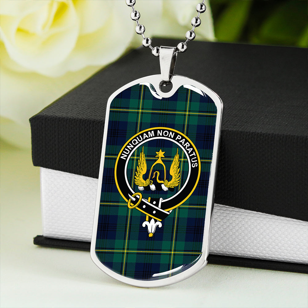 Johnstone Clans Originaux (Johnson Clans Originaux) Modern Clan Badge Classic Tartan Dog Tag Necklace