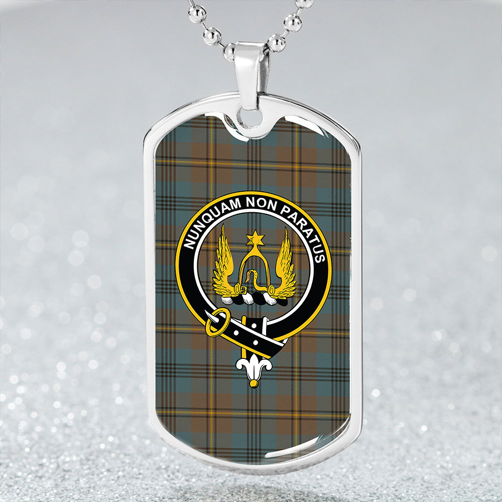 Johnstone Clans Originaux (Johnson Clans Originaux) Weathered Clan Badge Classic Tartan Dog Tag Necklace