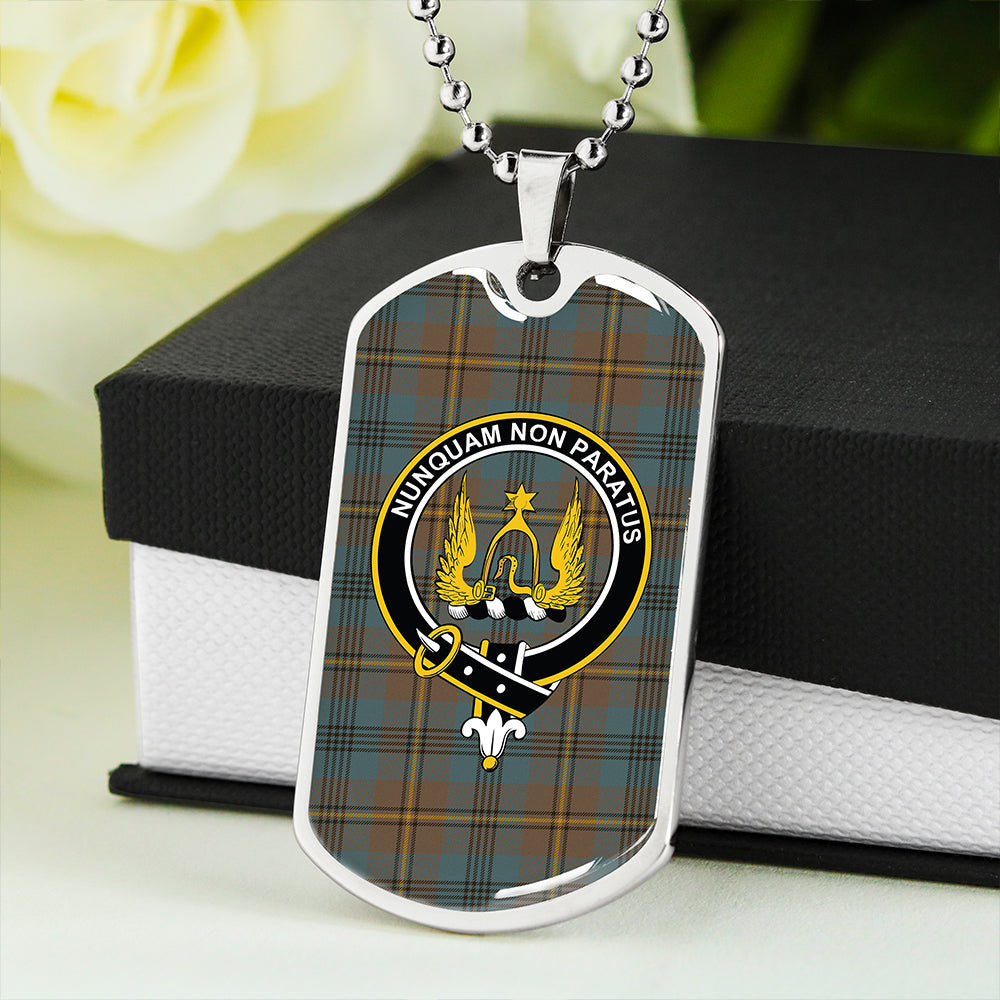 Johnstone Clans Originaux (Johnson Clans Originaux) Weathered Clan Badge Classic Tartan Dog Tag Necklace