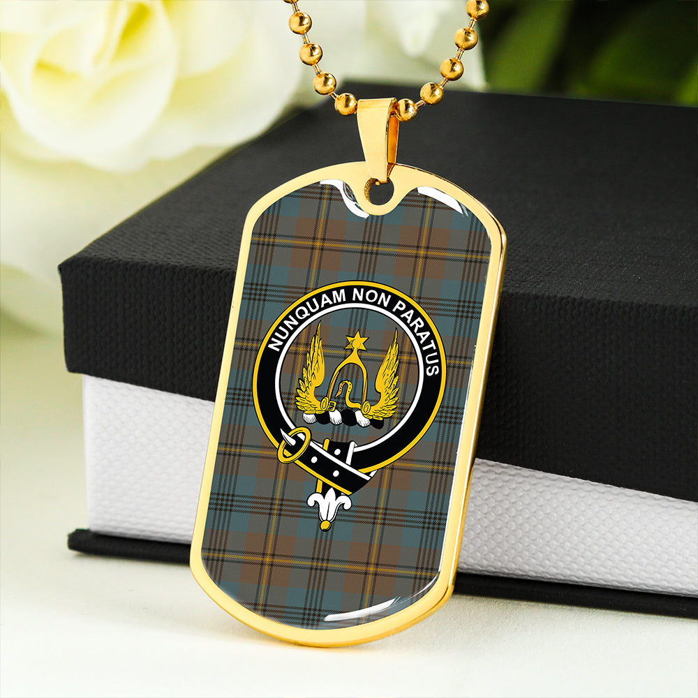 Johnstone Clans Originaux (Johnson Clans Originaux) Weathered Clan Badge Classic Tartan Dog Tag Necklace
