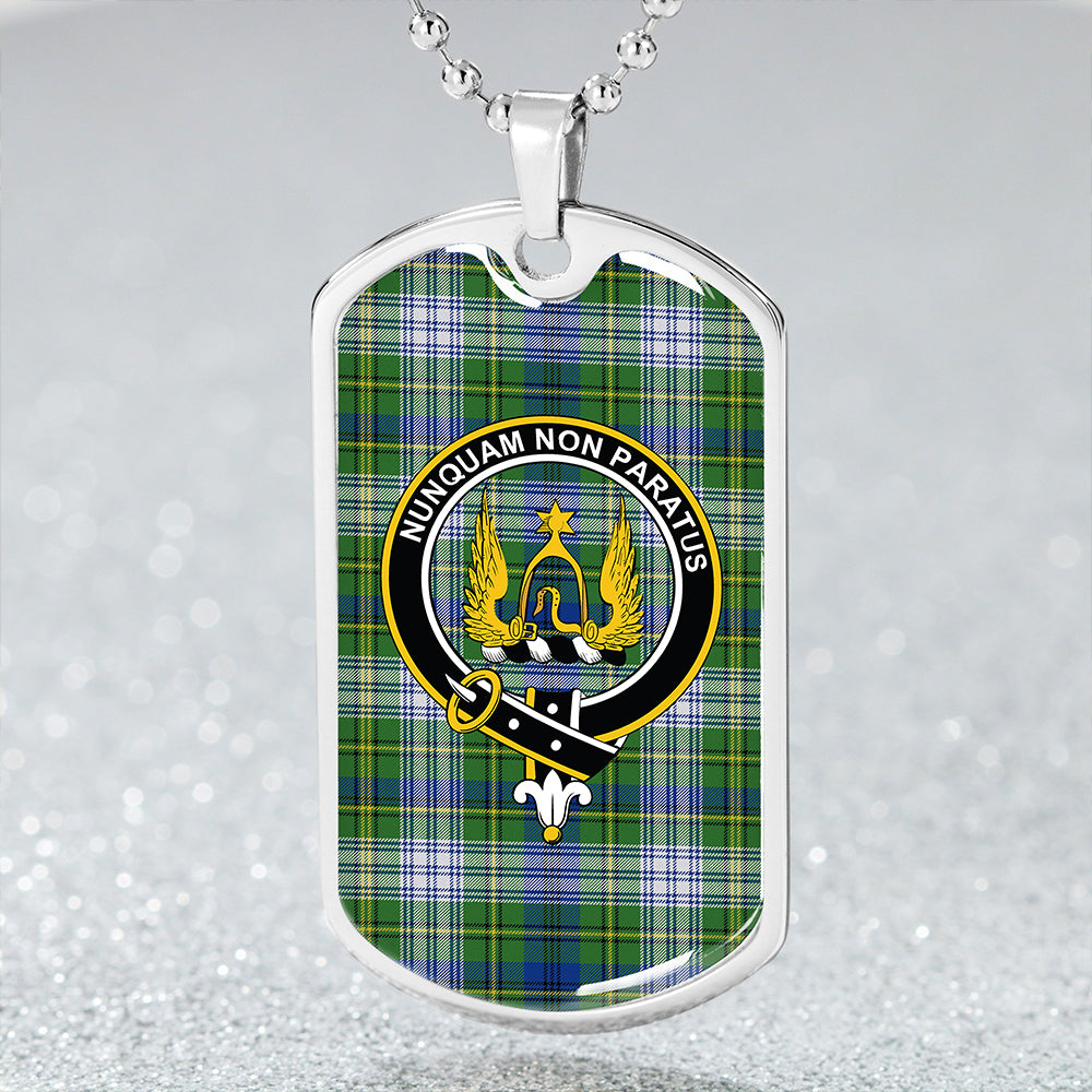 Johnstone Dress (Johnson Dress) Modern Clan Badge Classic Tartan Dog Tag Necklace