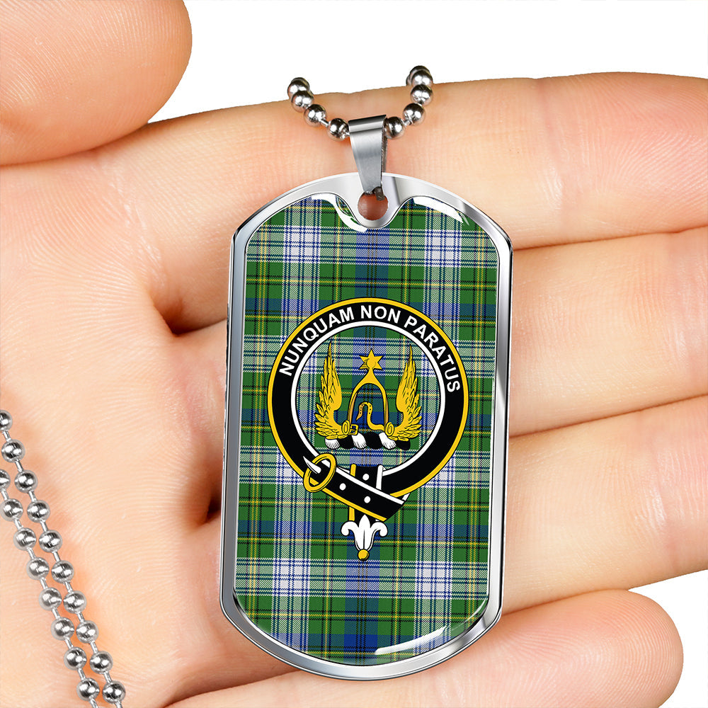 Johnstone Dress (Johnson Dress) Modern Clan Badge Classic Tartan Dog Tag Necklace