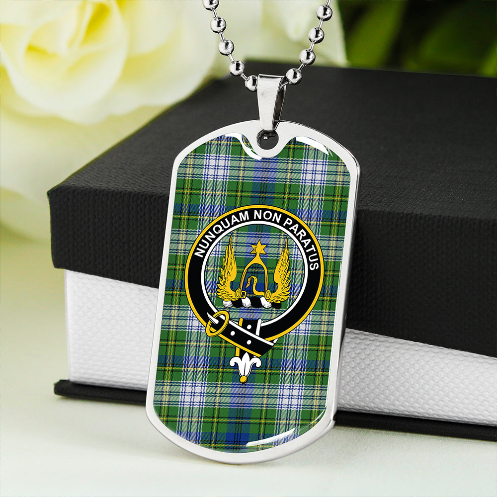 Johnstone Dress (Johnson Dress) Modern Clan Badge Classic Tartan Dog Tag Necklace