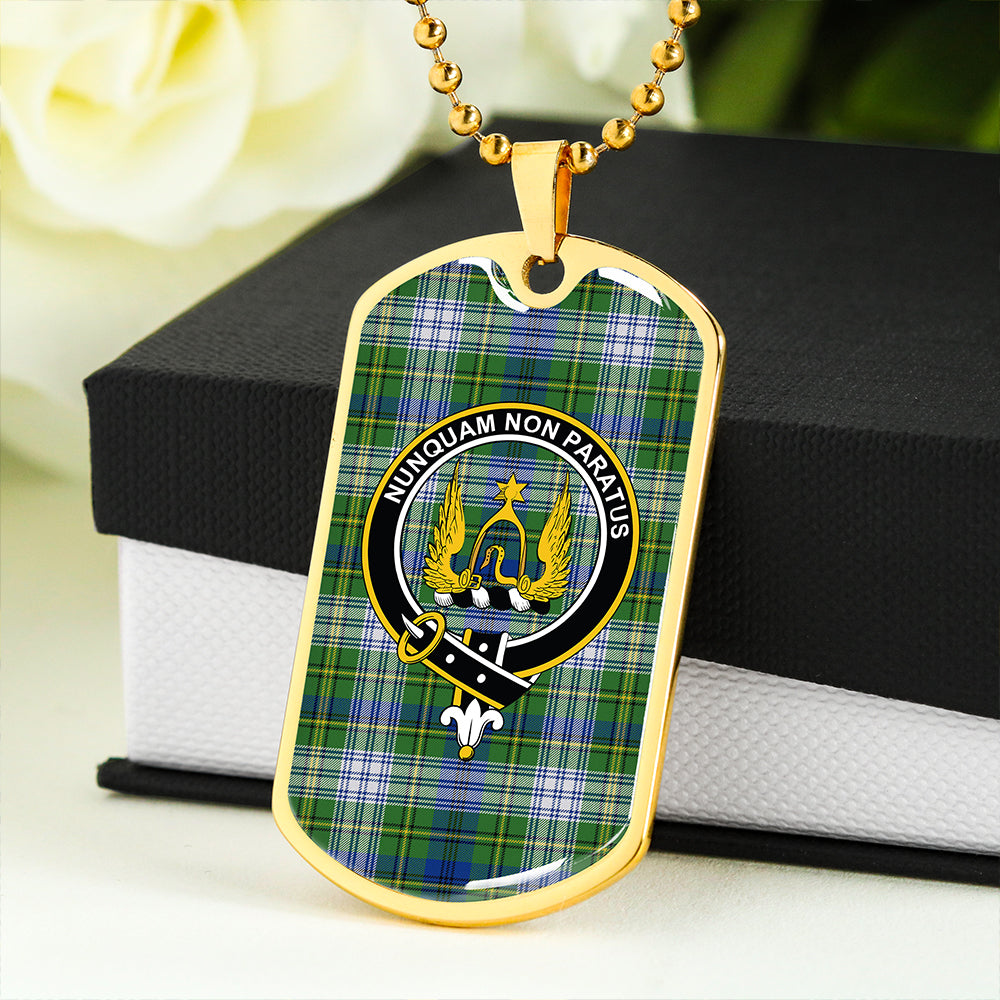 Johnstone Dress (Johnson Dress) Modern Clan Badge Classic Tartan Dog Tag Necklace