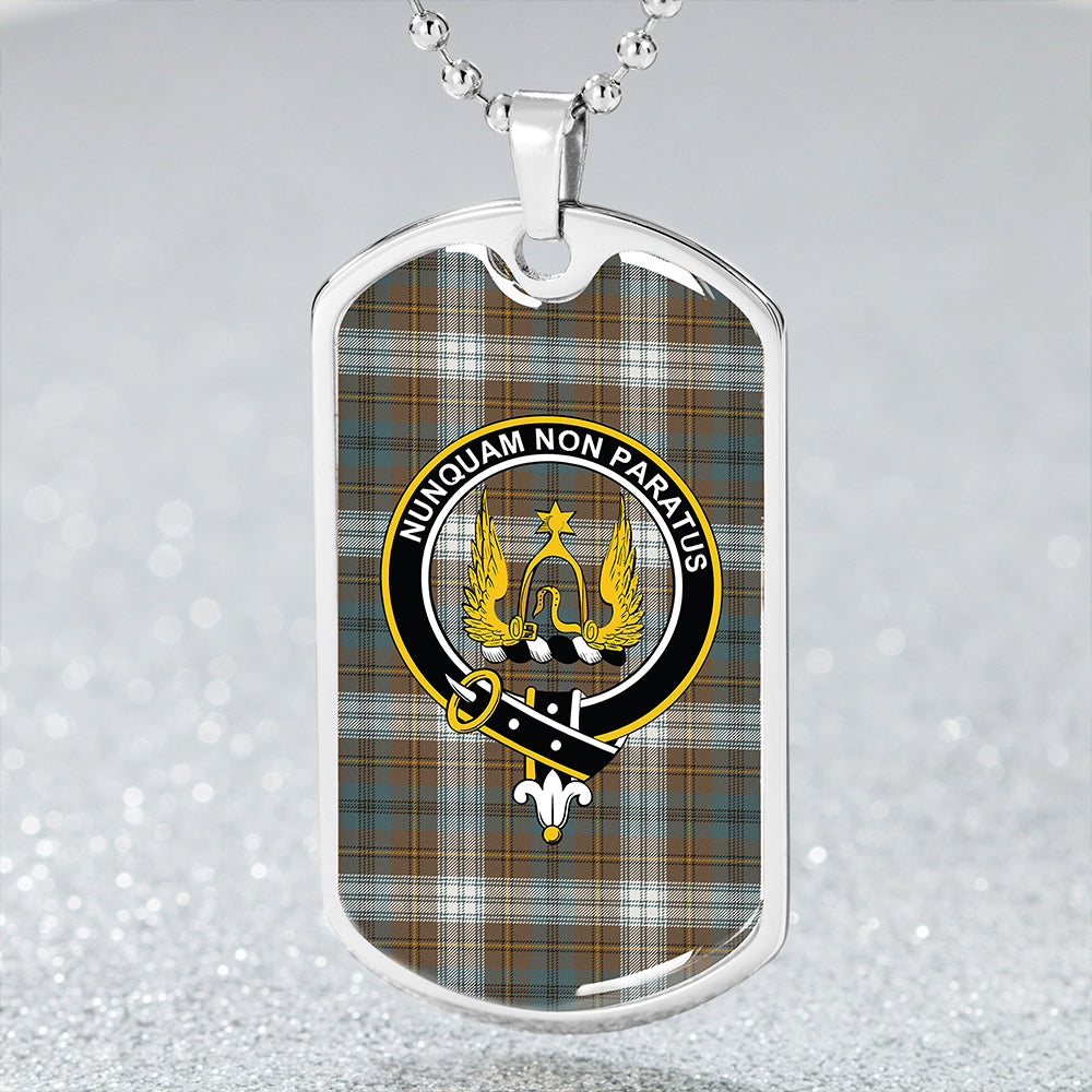 Johnstone Dress (Johnson Dress) Weathered Clan Badge Classic Tartan Dog Tag Necklace
