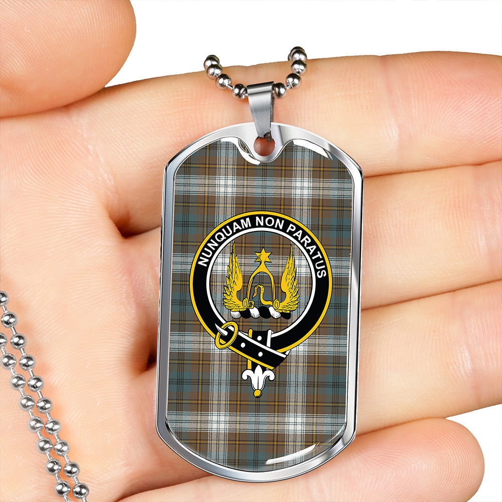 Johnstone Dress (Johnson Dress) Weathered Clan Badge Classic Tartan Dog Tag Necklace