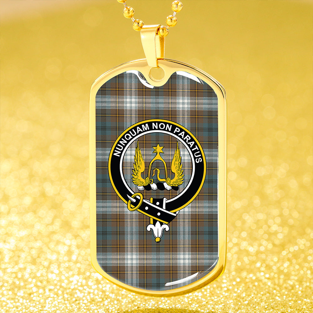 Johnstone Dress (Johnson Dress) Weathered Clan Badge Classic Tartan Dog Tag Necklace