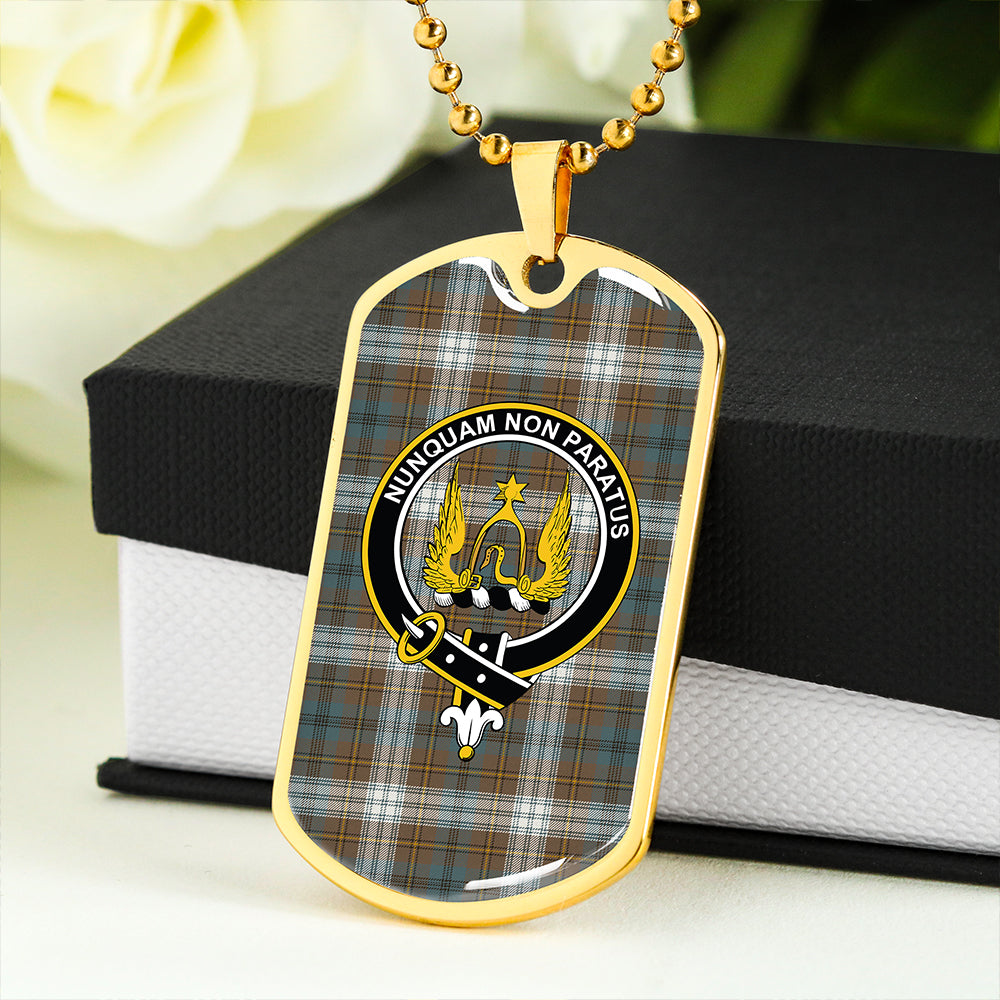 Johnstone Dress (Johnson Dress) Weathered Clan Badge Classic Tartan Dog Tag Necklace