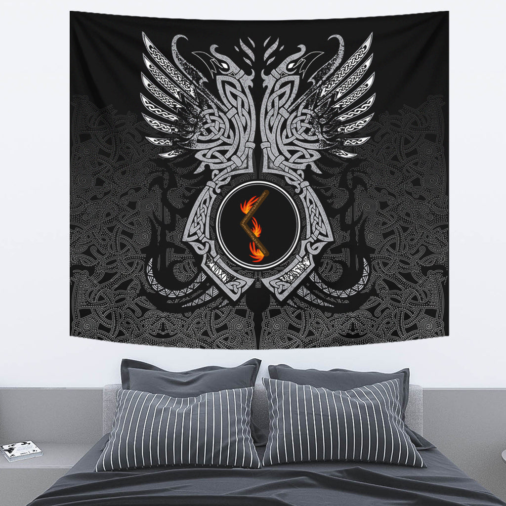 Viking Tapestry Kenaz Rune Raven Tattoo