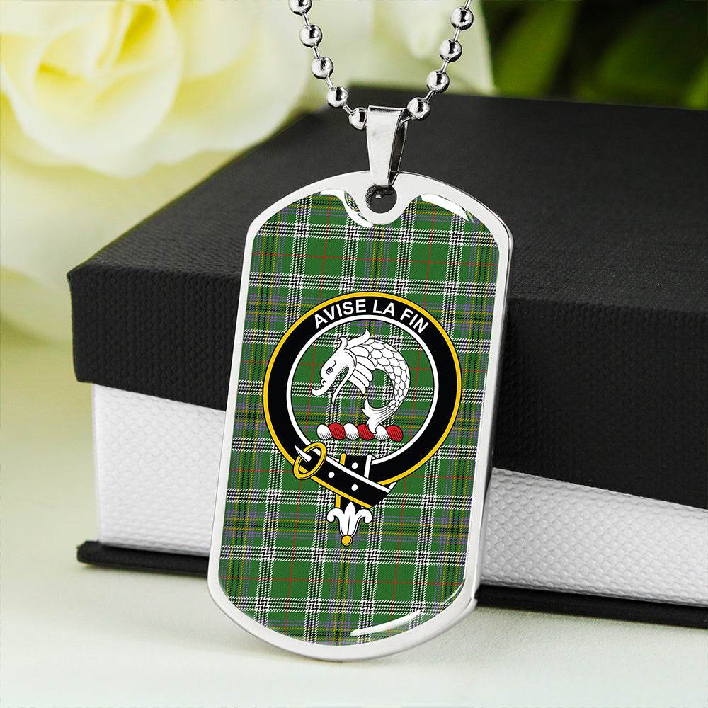 Kennedy Ancient Clan Badge Classic Tartan Dog Tag Necklace