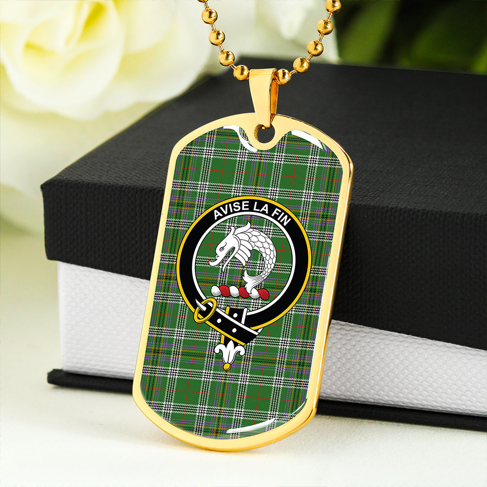 Kennedy Ancient Clan Badge Classic Tartan Dog Tag Necklace