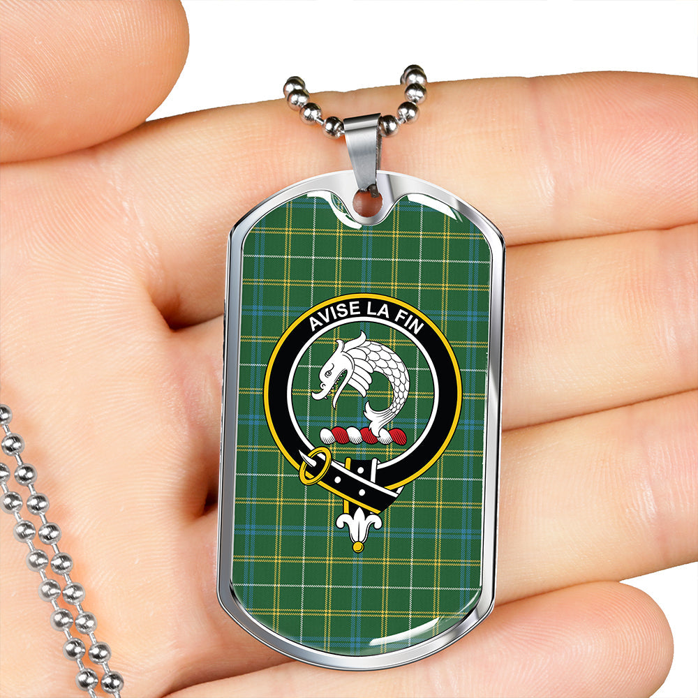 Kennedy Irish Ancient Clan Badge Classic Tartan Dog Tag Necklace