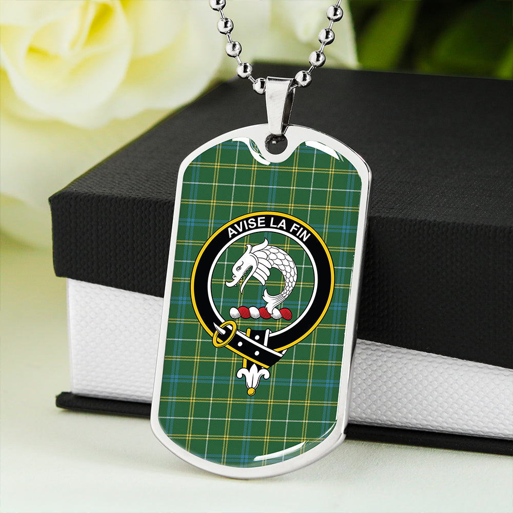 Kennedy Irish Ancient Clan Badge Classic Tartan Dog Tag Necklace