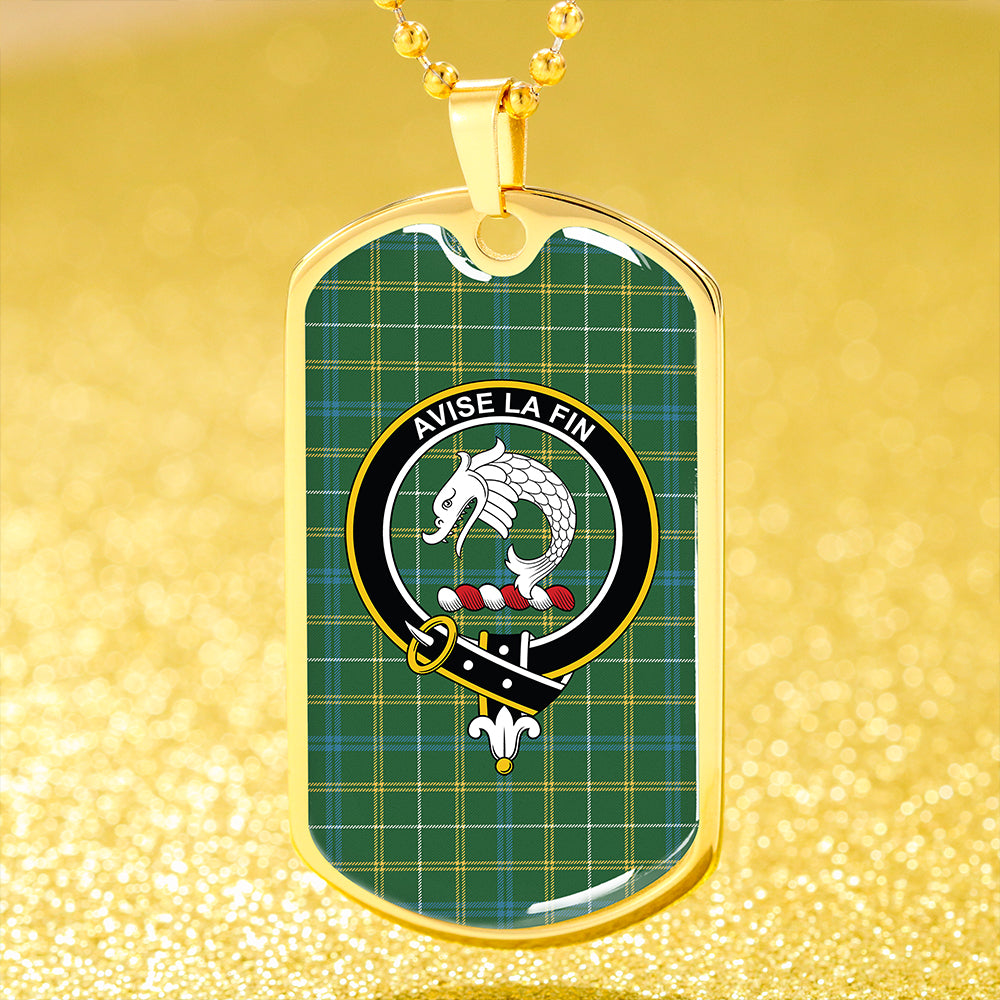 Kennedy Irish Ancient Clan Badge Classic Tartan Dog Tag Necklace