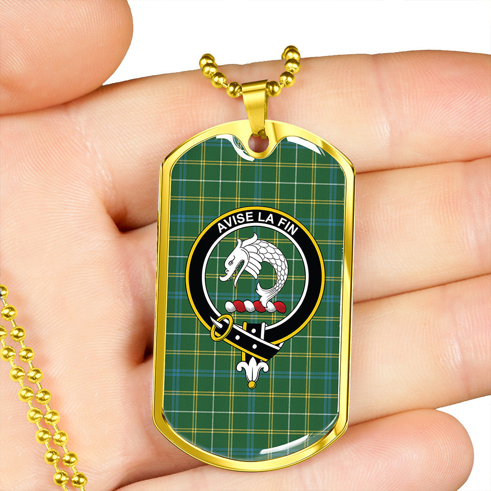 Kennedy Irish Ancient Clan Badge Classic Tartan Dog Tag Necklace