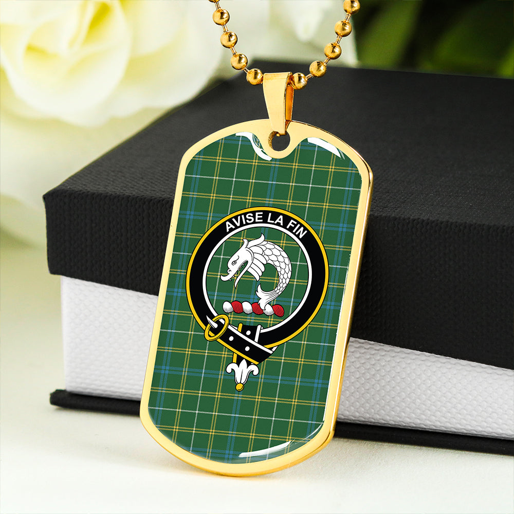 Kennedy Irish Ancient Clan Badge Classic Tartan Dog Tag Necklace