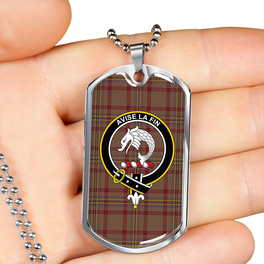 Kennedy Weathered Clan Badge Classic Tartan Dog Tag Necklace