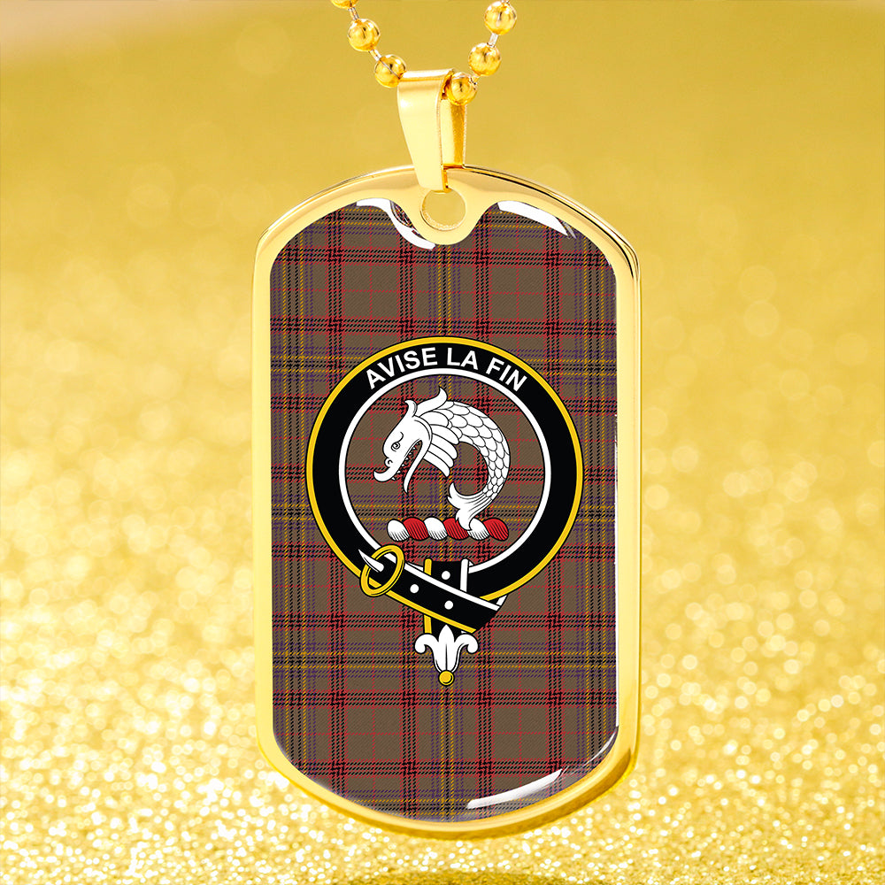 Kennedy Weathered Clan Badge Classic Tartan Dog Tag Necklace