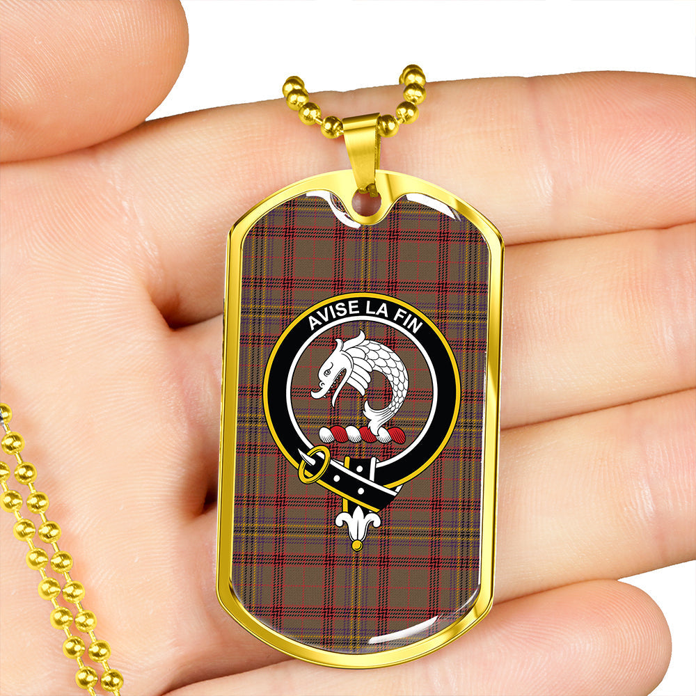 Kennedy Weathered Clan Badge Classic Tartan Dog Tag Necklace