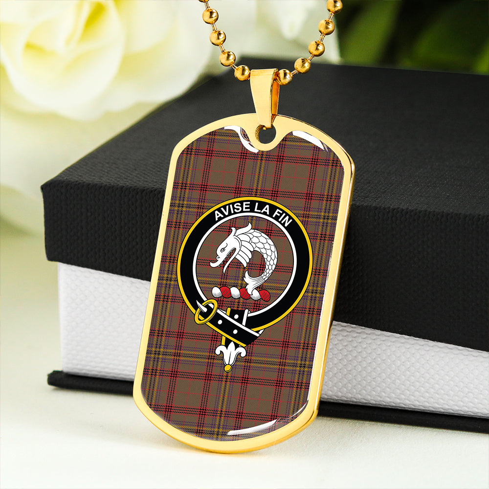 Kennedy Weathered Clan Badge Classic Tartan Dog Tag Necklace