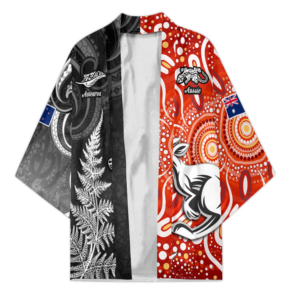 Custom New Zealand Rugby Kimono Aotearoa Silver Fern & Aussie Kangaroo Maori & Aboriginal - LH1