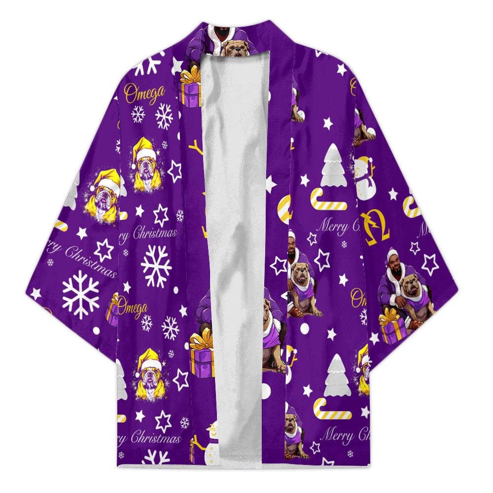 Fraternity Kimono - OPP Christmas Kimono Bulldog Purple Pattern Style