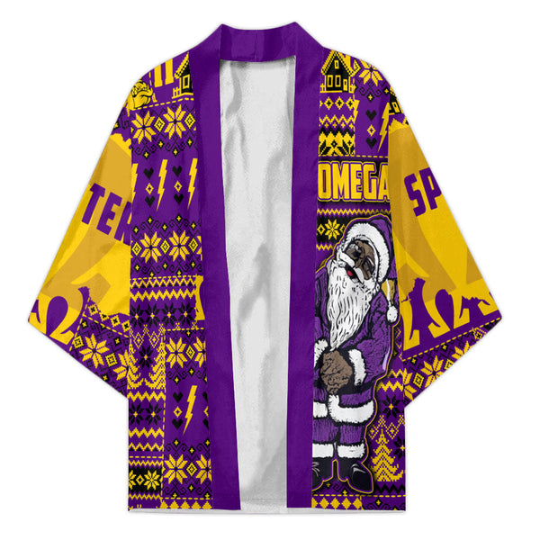 Fraternity Kimono - Personalized OPP Christmas Kimono Bulldog & Santa Claus Omega Style